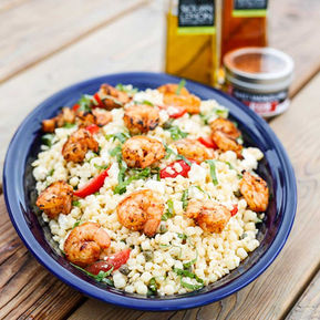 Spanish Grilled Shrimp with Feta & Basil Pasta Salad