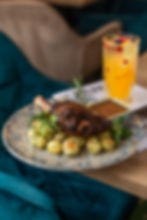 Lamb Shank with Sauce and Rosemary Roasted Potatoes