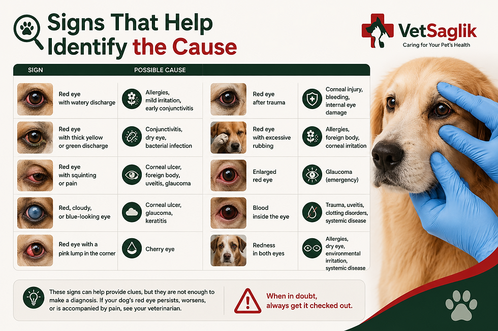 Signes permettant d'identifier la cause de la rougeur oculaire chez le chien