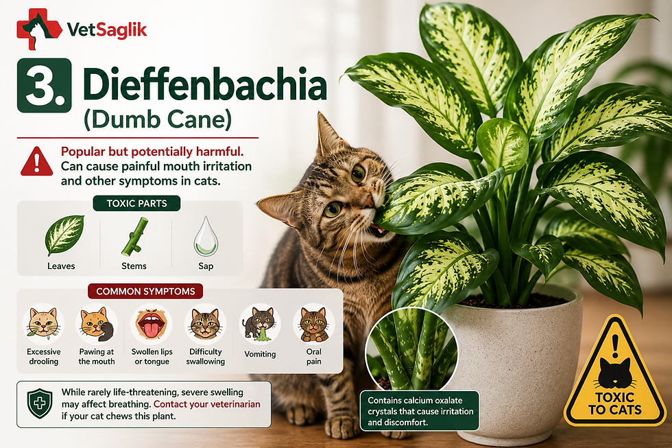 3. Dieffenbachia (caña muda) tóxica para los gatos
