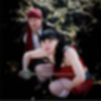 Marty and Emma in a dramatic pose, sword and pistol in hand, for their pirate-themed walkabout. The performance was featured at The Mayor's Ball in South Shields.