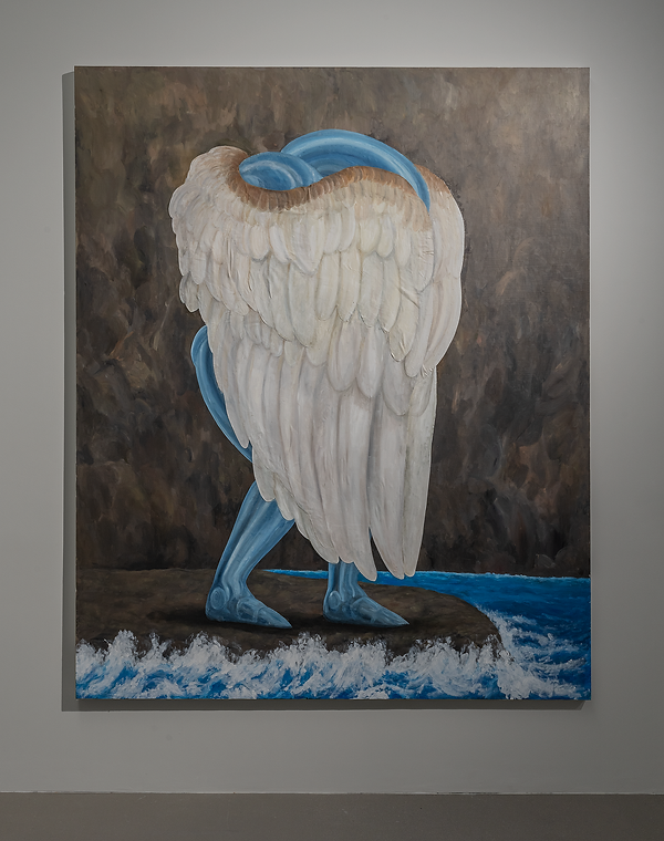 그가 너를 그 깃으로 덮으시리니 네가 그 날개 아래 피하리로다_Oil, cotton collage on canvas_227cm X 181cm_2021.tif