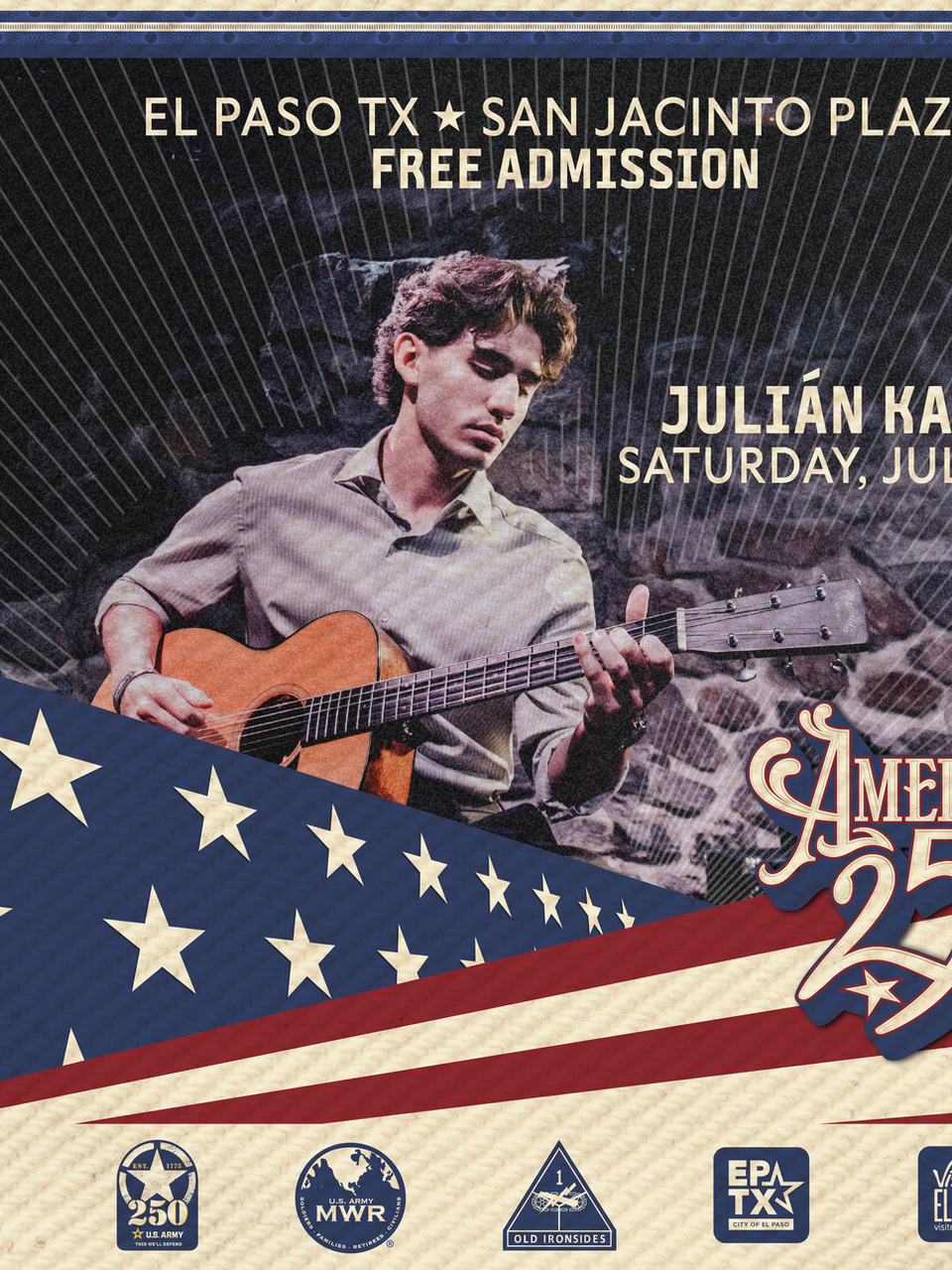 Julian Kalel performing in El Paso for America 250 Celebration