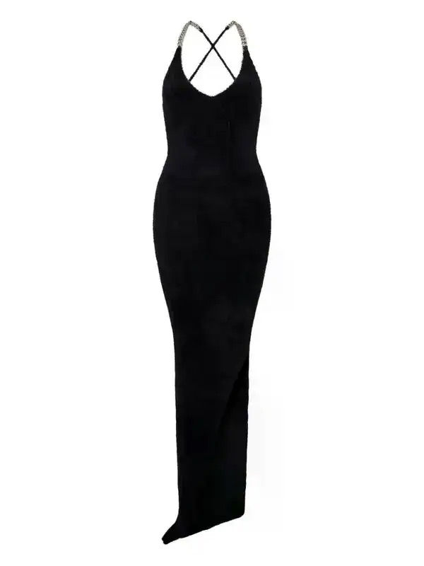 David Koma chain-strap asymmetric-hem dress