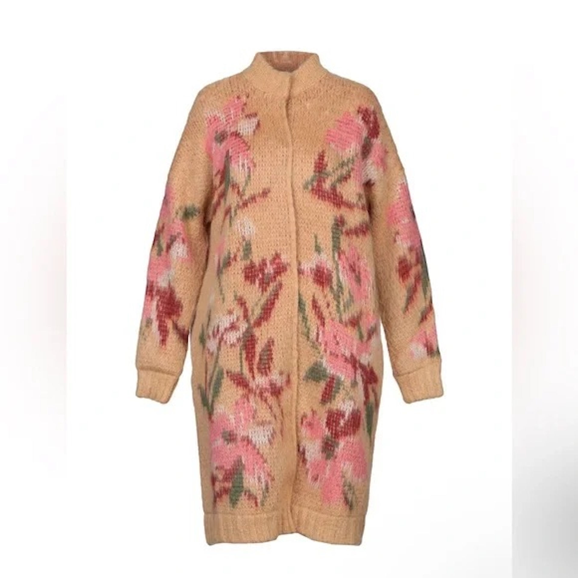 TWIN-SET , knitted coat with floral pattern