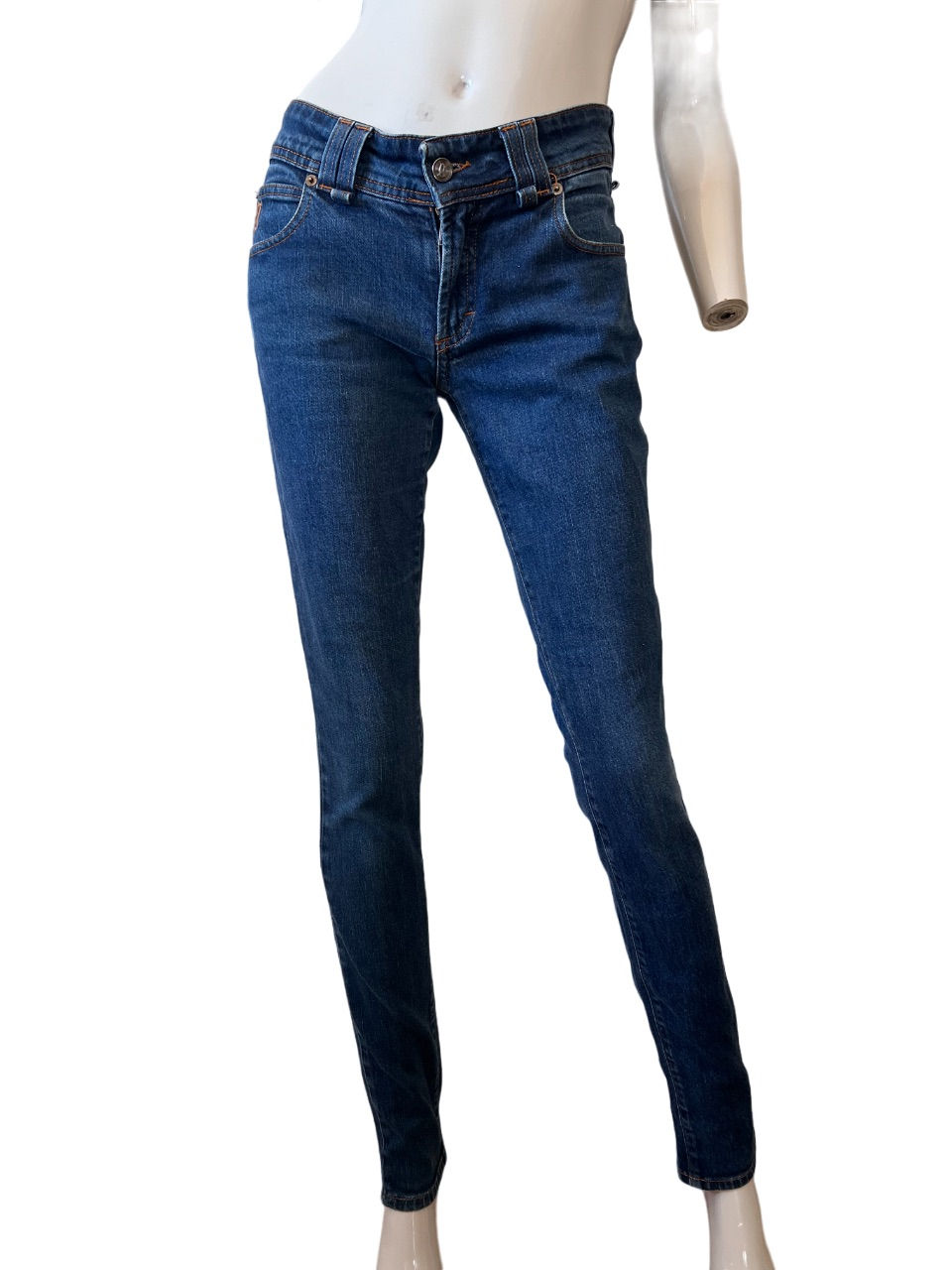 John Galliano women's blue skinny jeans