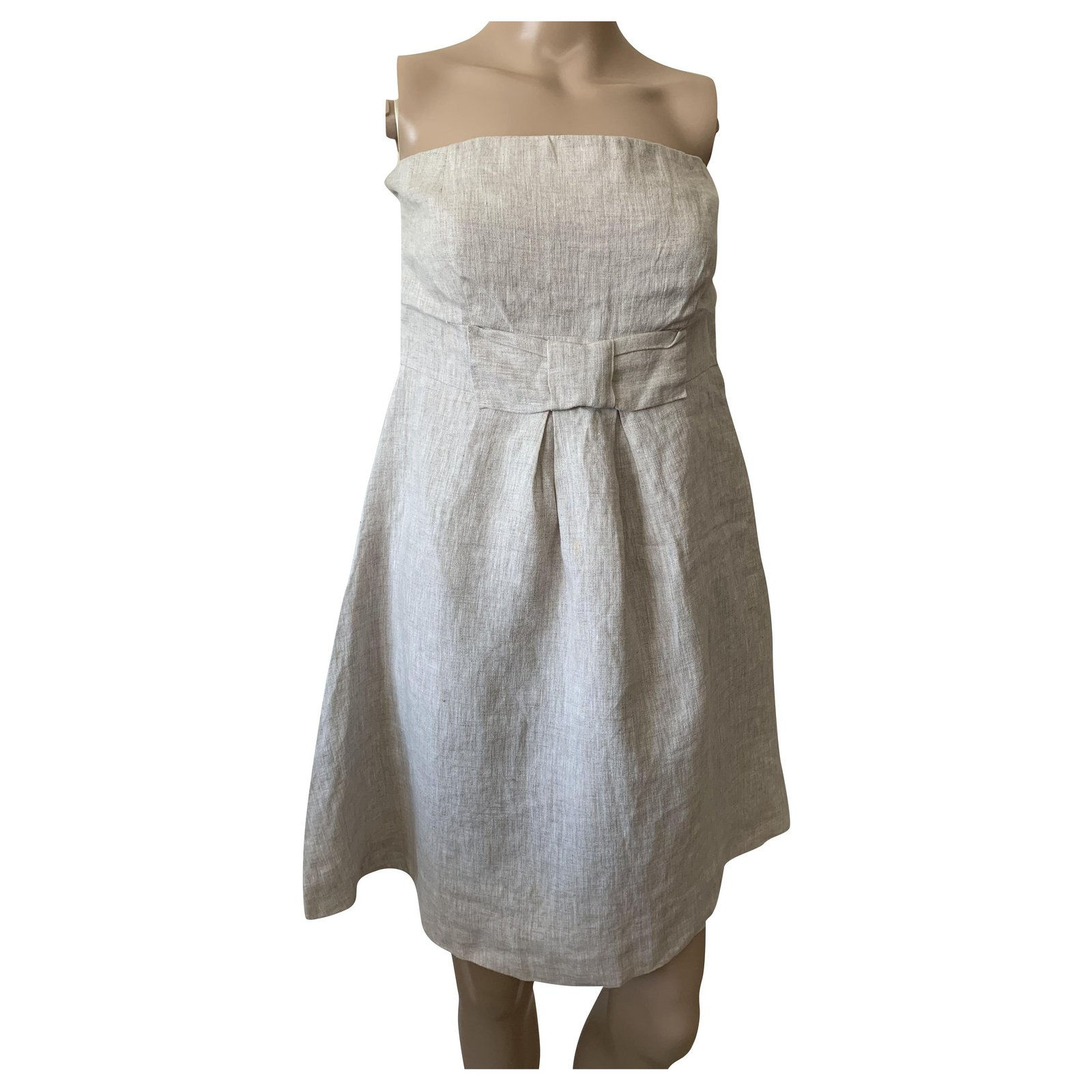 Naf Naf linen beige dress