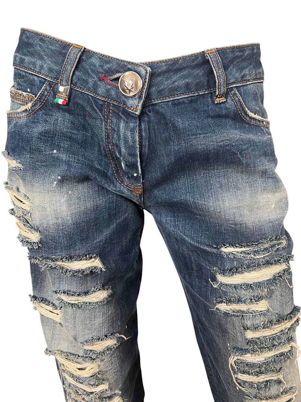 Miniaturbild: Philipp Plein Milkshake Boyfriend cut ripped women's jeans