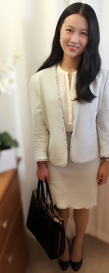 Shani Wu in a professional white suit, Zen Cube founder
