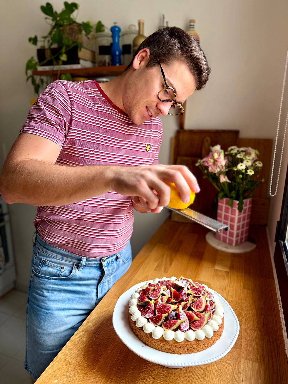 Zestes de citron sur Tarte Figue Citron