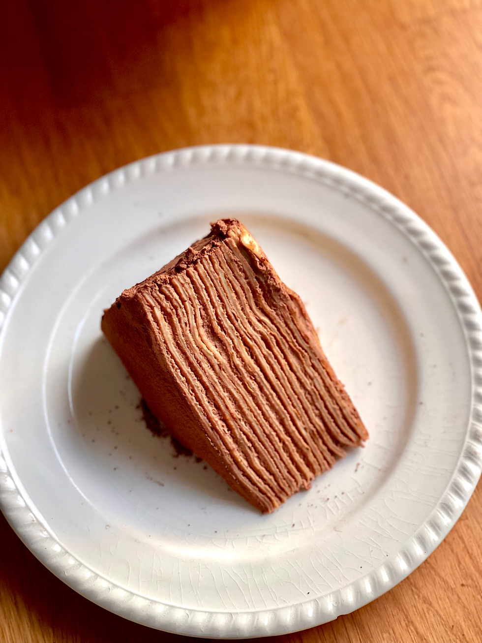 Une belle part de Gâteau de Crêpes au Chocolat