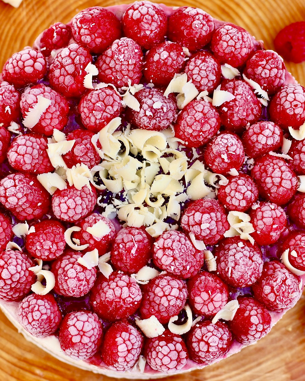 Cheesecake Framboise Chocolat Blanc Sans Cuisson, vu du dessus