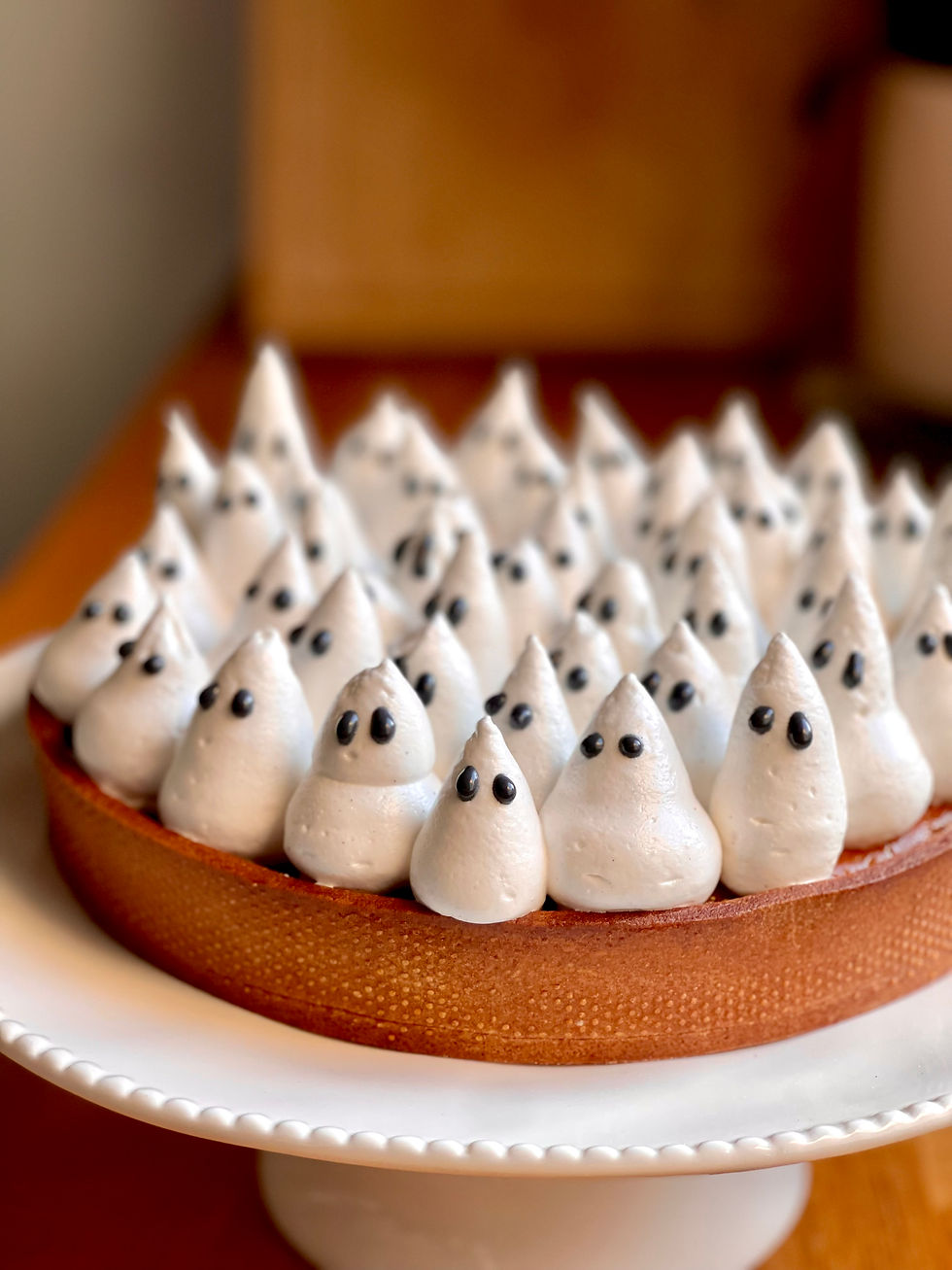 Pumpkin Pie d'Halloween avec Décoration Fantôme, vue de face