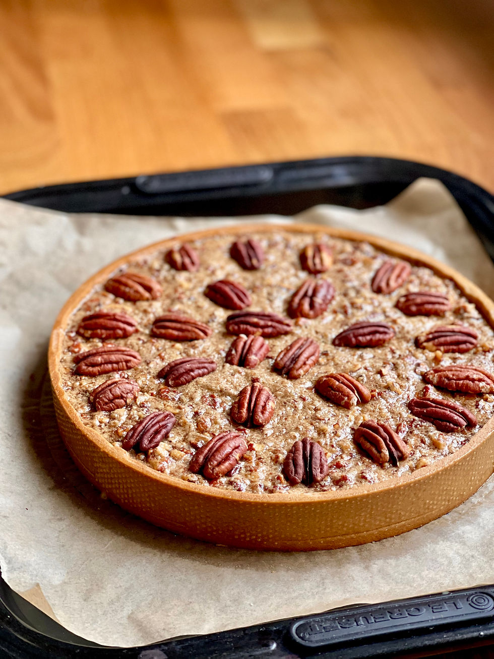 Tarte aux Noix de Pécan (Pecan Pie) avant cuisson
