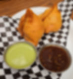 Samosas with chutneys