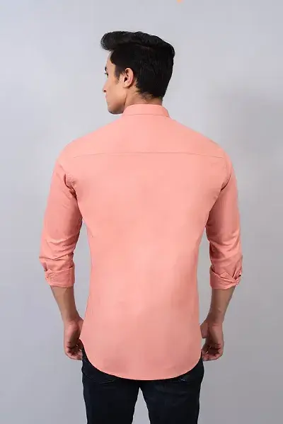 Thumbnail: URBAN FLU Men's Pure Cotton Slim Fit Mandarin Collar Casual/Formal Shirt (Size M