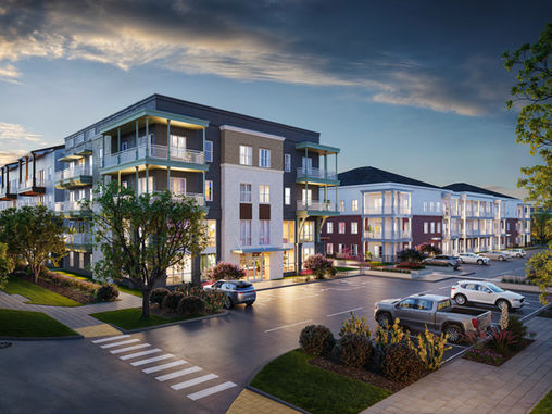 3D rendering for Jefferson Ridglea Village_JPI_Hero Shot_Dusk_Final
