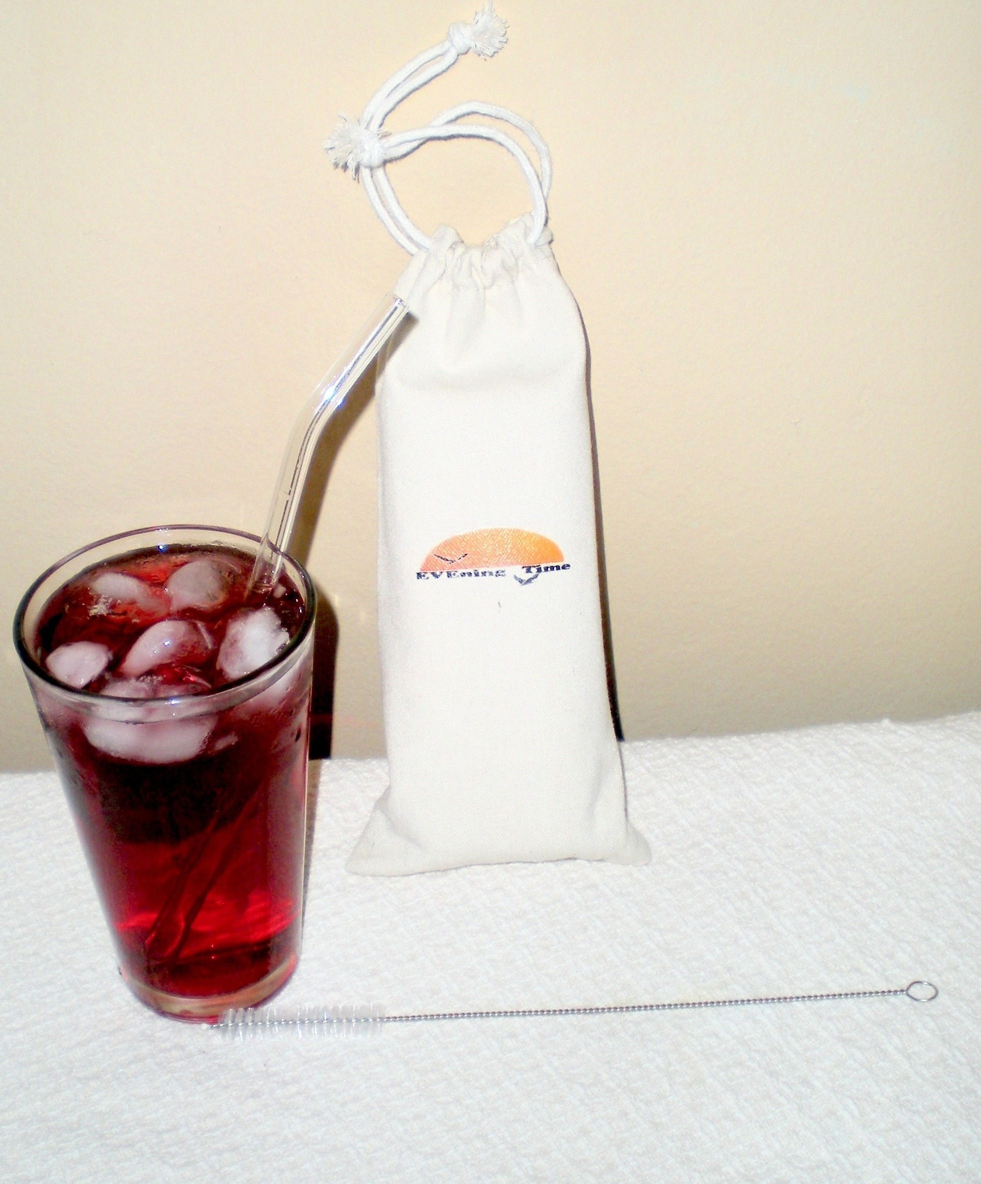 10mm Borosilicate Combination Glass Straw Set with Cleaning Brush & Canvas Bag