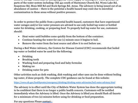 Boil Water Advisory 5/24/2025 - Inactive
