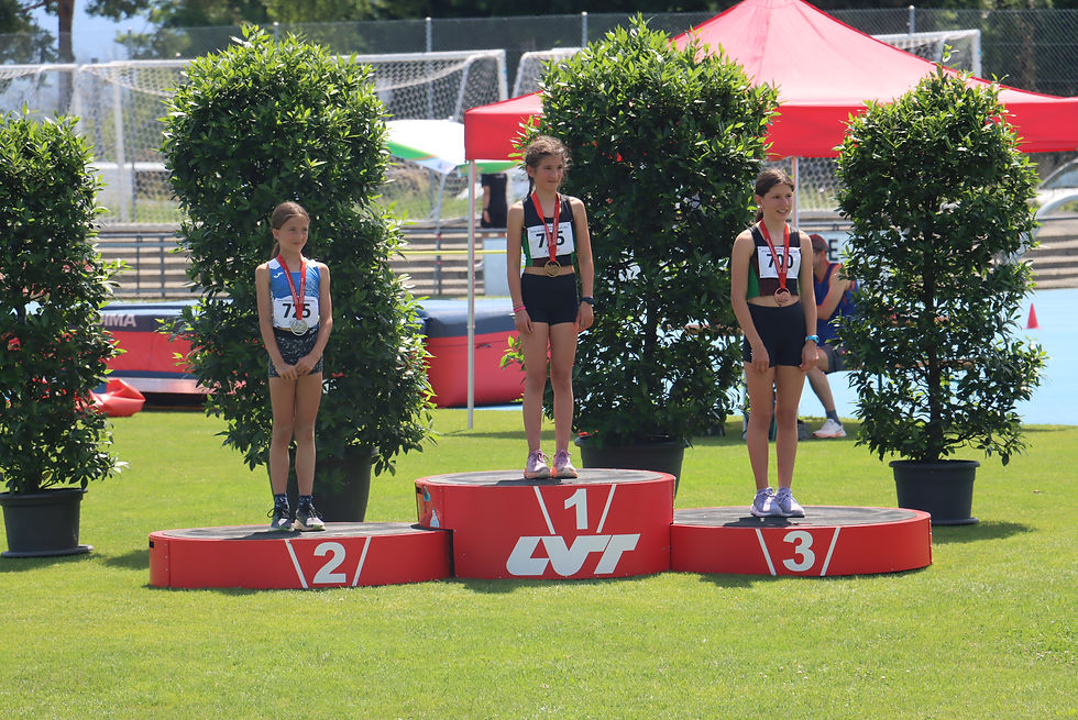 Im Hochsprung gewinnt Elena mit 1.30m Gold und Luana mit 1.25m Bronze