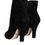 Thumbnail: Black Suede Leather Mid Calf Boots Shoes
