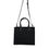 Thumbnail: Black Top Handle Canvas Leather Logo Crossbody Tote Bag