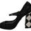 Thumbnail: Black Floral Embellish Heels Mary Janes Pumps Shoes