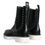 Thumbnail: Black Leather Combat Mid Calf Boots Shoes
