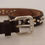 Thumbnail: Brown Leather Studded Silver Metal Buckle Belt