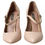 Thumbnail: Beige Leather Mary Janes Embellished Shoes