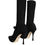 Thumbnail: Black Stiletto Heels Mid Calf Boots Shoes