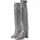 Thumbnail: Silver Sequined High Boots Stretch Shoes