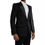 Thumbnail: Black Silver Silk Single Breasted Coat Blazer