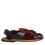 Thumbnail: Black Red Gazelle Hair Leather Sandals Shoes