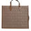 Thumbnail: Brown Top Handle Jacquard Leather Logo Crossbody Tote Bag