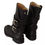 Thumbnail: Black Leather Buckle Mid Calf Boots Shoes