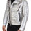 Thumbnail: Silver Leather Biker Coat Lambskin Jacket