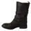 Thumbnail: Black Leather Buckle Mid Calf Boots Shoes
