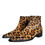 Thumbnail: Brown Leopard Calf Fur Ankle Boots Shoes