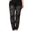 Thumbnail: Black Floral Lace Front Skinny Denim Jeans