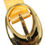 Thumbnail: Gold Satin Leather Oval Metal Buckle Belt
