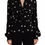 Thumbnail: Black Polka Dots Silk Pussy Bow Long Sleeves Top