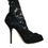 Thumbnail: Black Lace Stretch Heels Mid Calf Boot Shoes