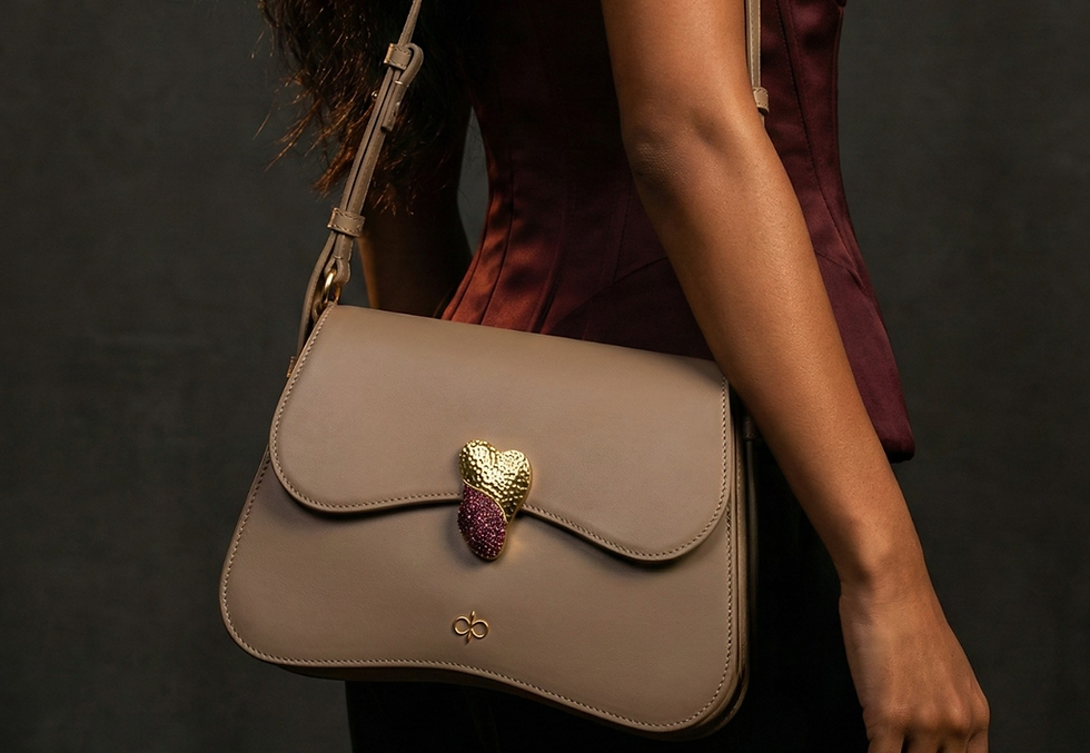 Kali India- Mehr - sling - Luxury Handbag - Lab Grown Rubies - Gold Plated Brass-Ebb and F