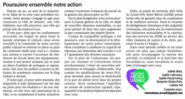 Poursuivre ensemble notre action