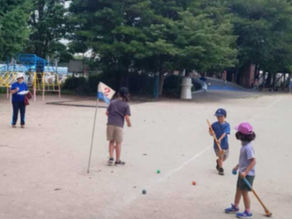 三井大活躍・大石地区親子スポーツ大会（グランドゴルフ）