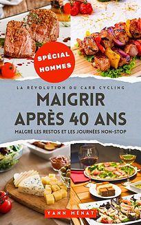 Couverture du livre représentant des plats compatibles avec le régime comme viande, fromages, salade, fruits de mer et vin