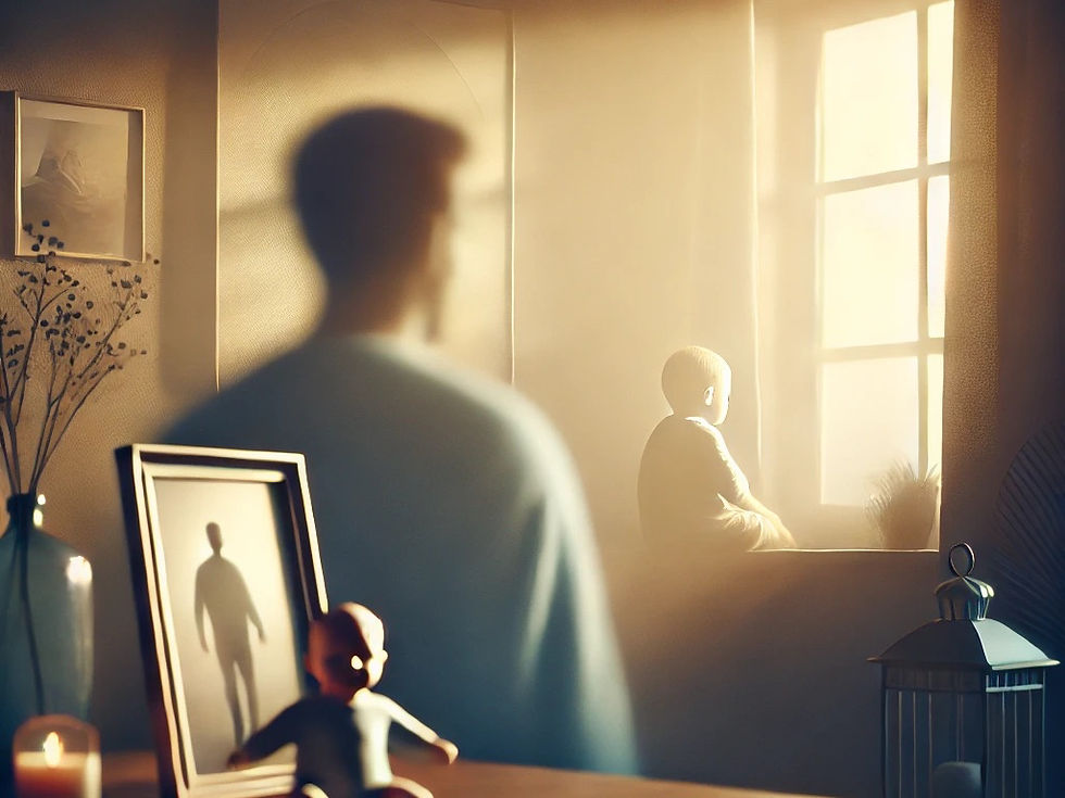Scapegoated child looks out a window