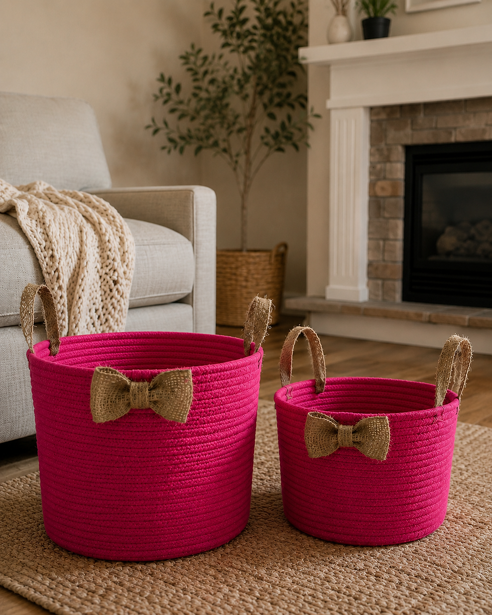 Thumbnail: Bloom Pink Storage Basket - Set of Two