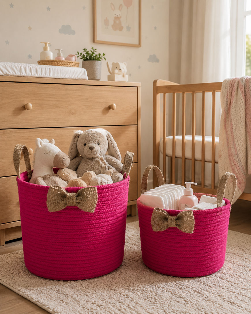Thumbnail: Bloom Pink Storage Basket - Set of Two